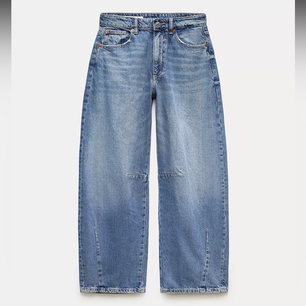 Zara Mid-Rise Blue Balloon Jeans NWT